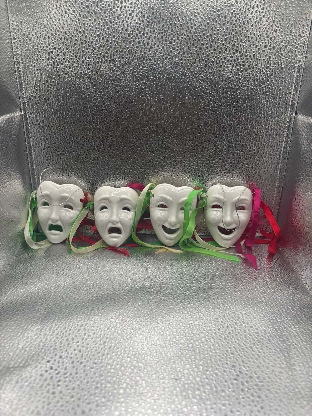 Ornament of Kurt S. Adler Vintage Porcelain Theater Comedy Tragedy Masks Set of